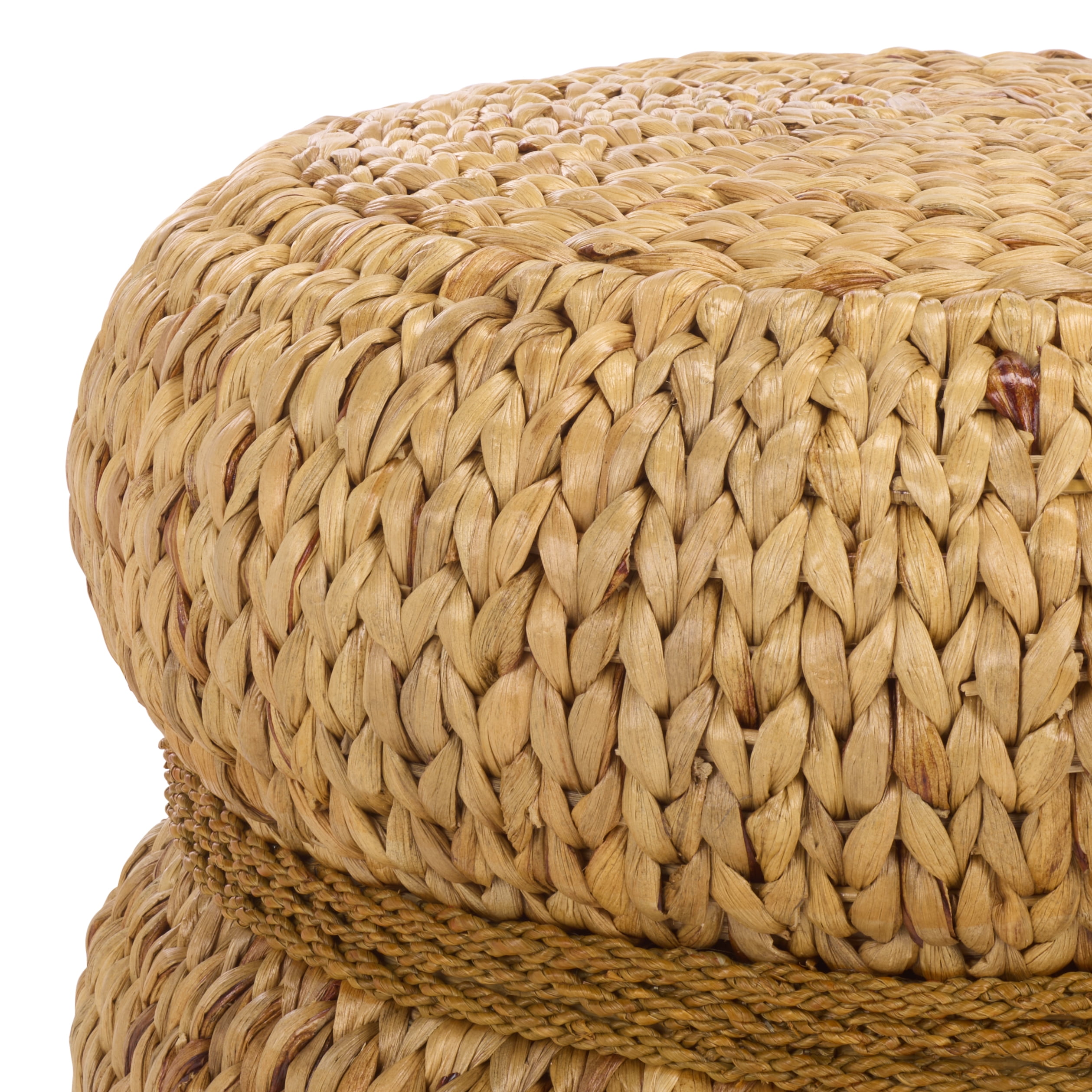 Safavieh Couture Olwynn Water Hyacinth Ottoman, Natural