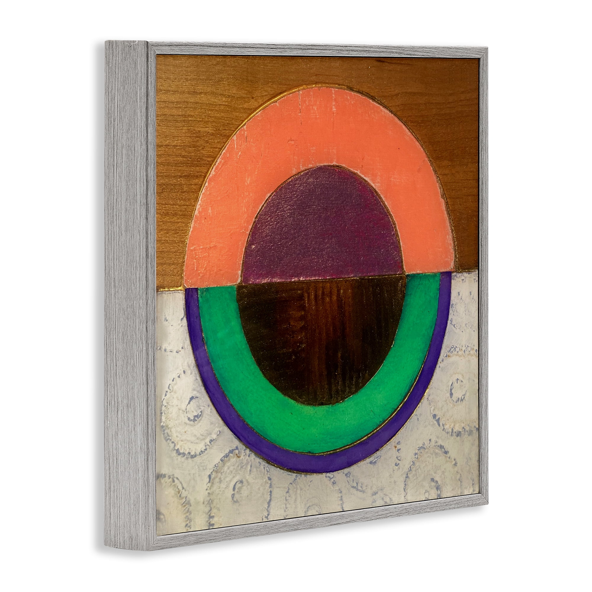 Stupell Industries Horizontal Split Circle Gray Framed Giclee Art, design by Matthew Finger