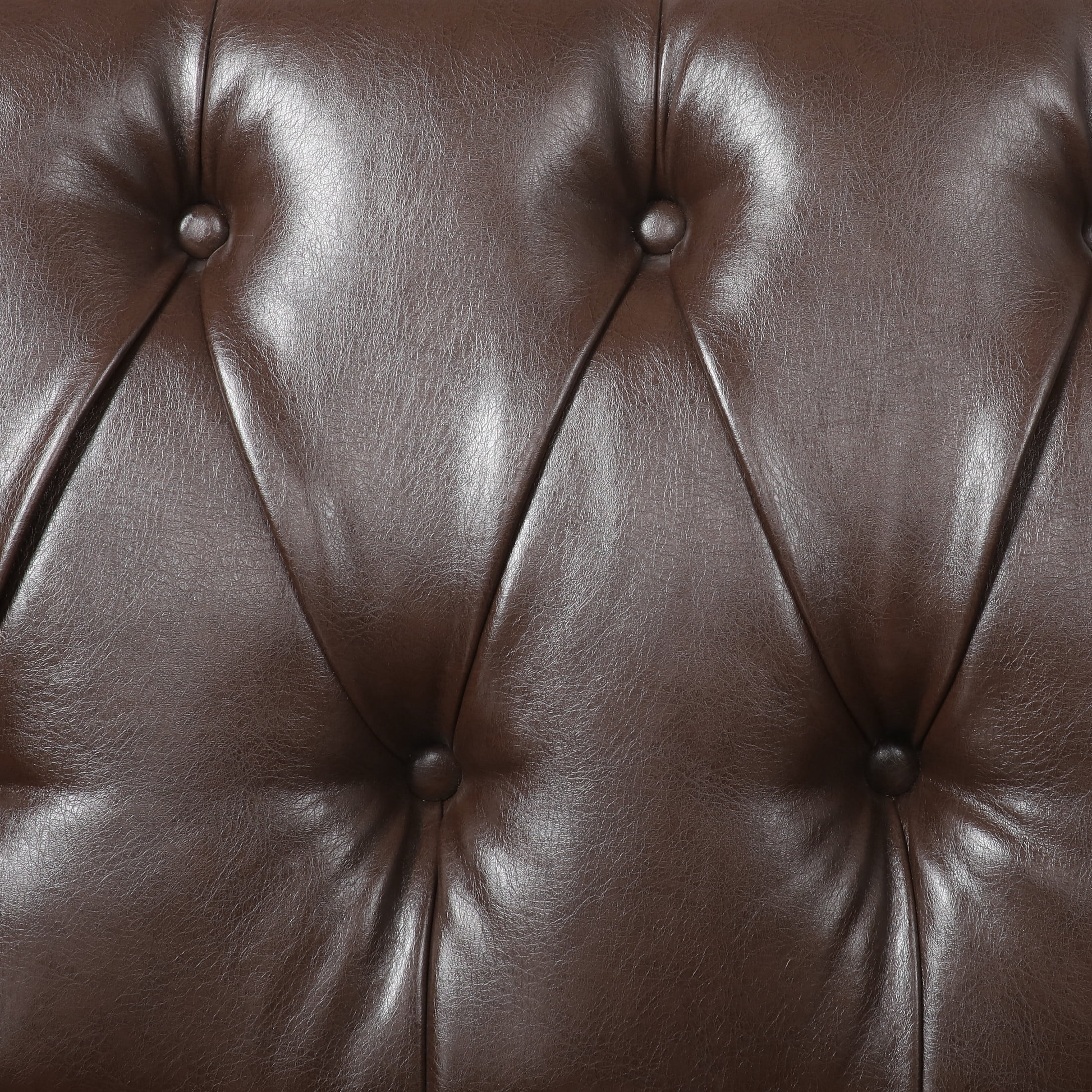 Noble House Brookover Contemporary Faux Leather Tufted Loveseat, Dark Brown and Espresso