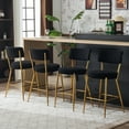 thumbnail image 4 of Modern Bar Stools Set of 4, 25 inch Upholstered Counter Height Bar Stools with Back, Gold Metal Legs Bar Chairs for Kitchen Island, Teddy Fabric Barstools, Sillas Para Barra de Cocina (Black, 4Pcs), 4 of 12