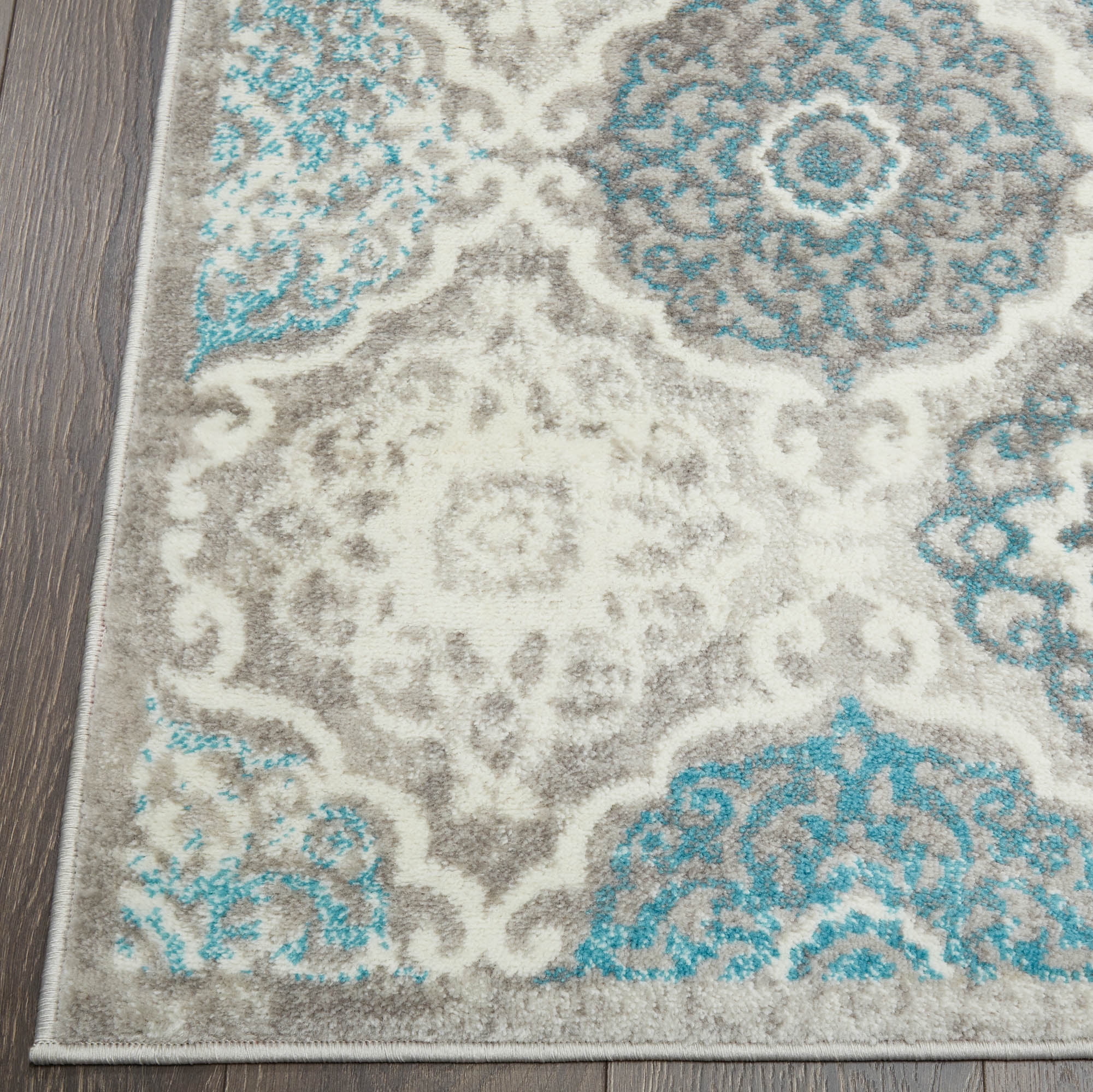 Home Dynamix Boho Andorra Transitional Damask Area Rug, Grey/Blue, 3'3"x5'2"