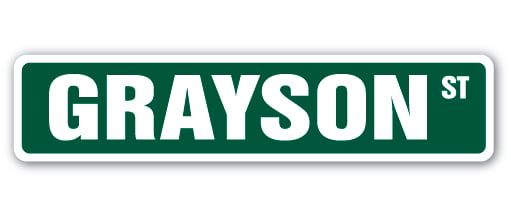 Indoor/Outdoor GRAYSON Street Sign Childrens Name Room Decal