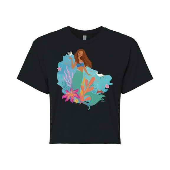 Disney - Ariel - Juniors Cropped Cotton Blend T-Shirt