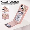 thumbnail image 4 of Decase Wallet Cover For iPhone 13 Pro,Premium Leather Shockproof Phone Shell With Back Flip Card Slots & Ring Kickstand & Hand Strap & Crossbody Strap - rosegold, 4 of 6