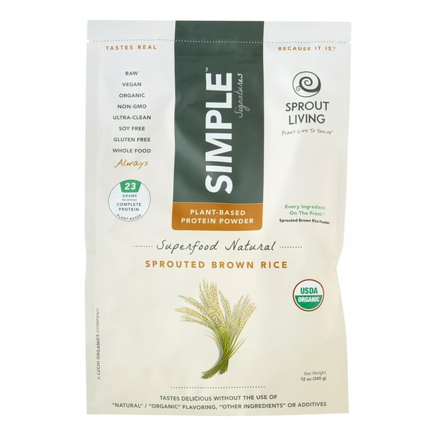 Sprout Living Sprouted Brown Rice Protein Powder, 12 Oz