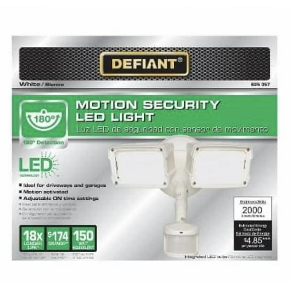 Defiant 180 Degree Motion Activated Outdoor LED Security Flood Light - White