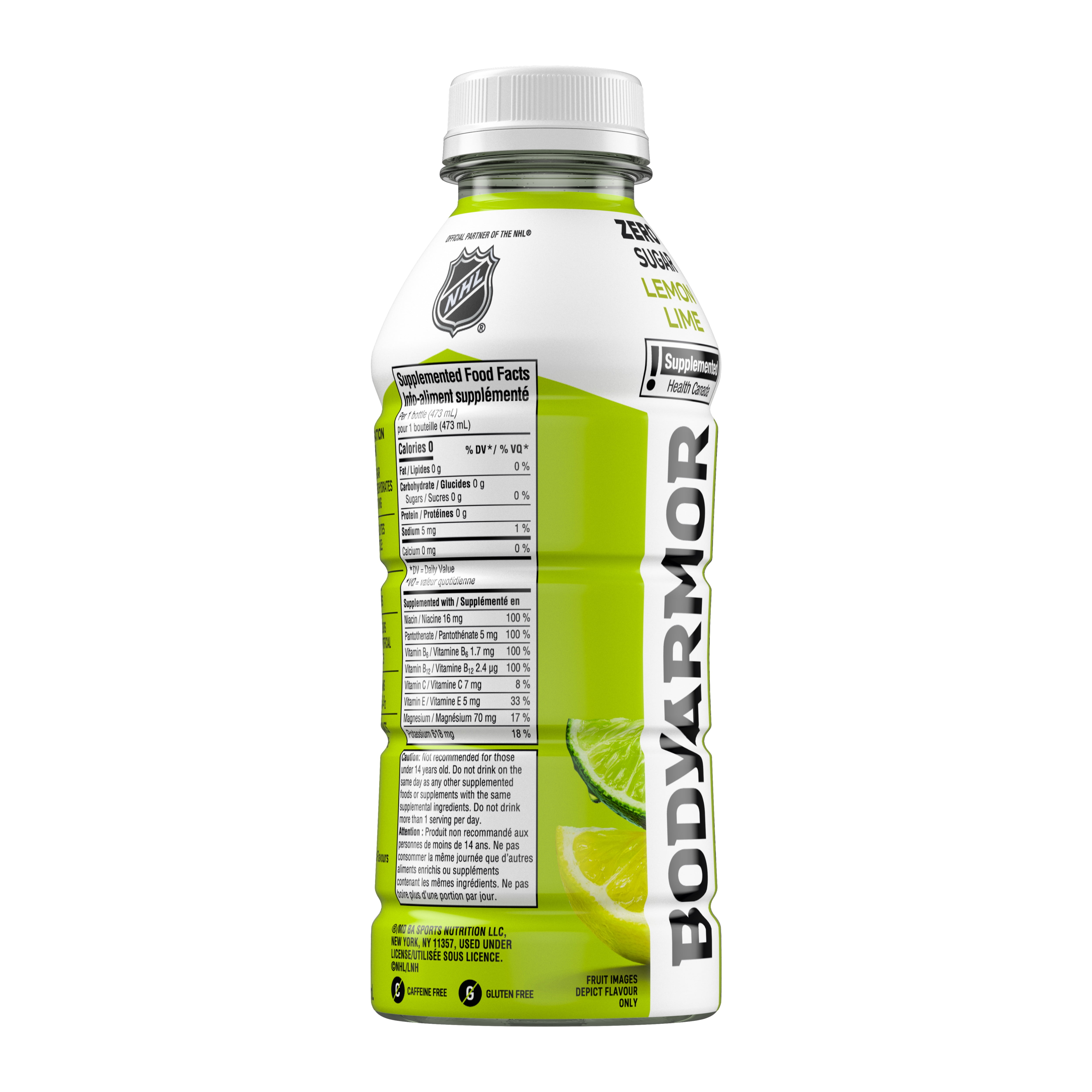 BodyArmor Zero Sugar Lemon Lime Bottle, 473 mL, Body Armor Lemon Lime Zero Sugar