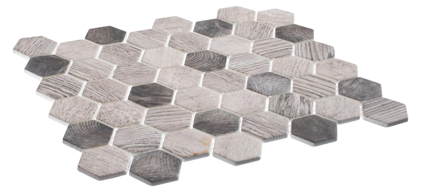 Terrain Oslos Brown 2-in. Honeycomb Wood Look Matte Glass Mosaic Wall & Floor Tile