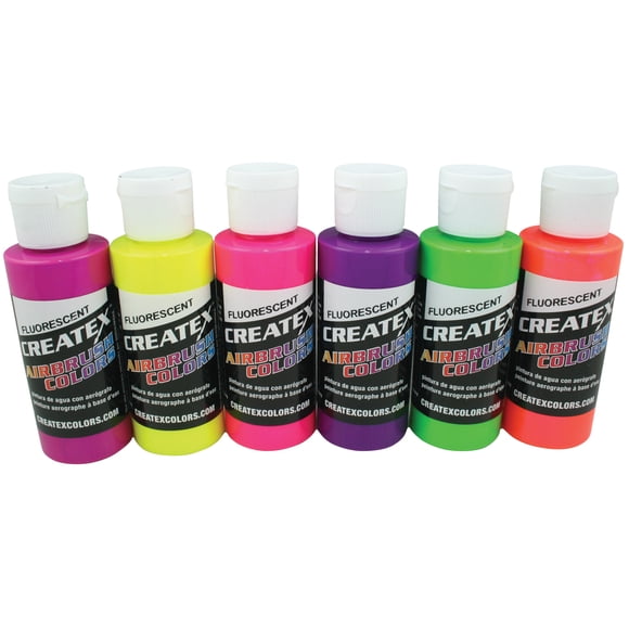 CREATEX COLORS / IWATA 5802 AIRBRUSH FLUORESCENT SET 6X2OZ