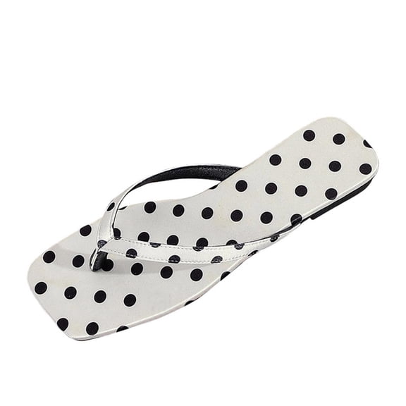 CHUMUD Womens Indoor and Outdoor Polka Dot Flip-Flop Sandals, Casual Flat Thong Slippers, Lightweight Summer Beach Sandals