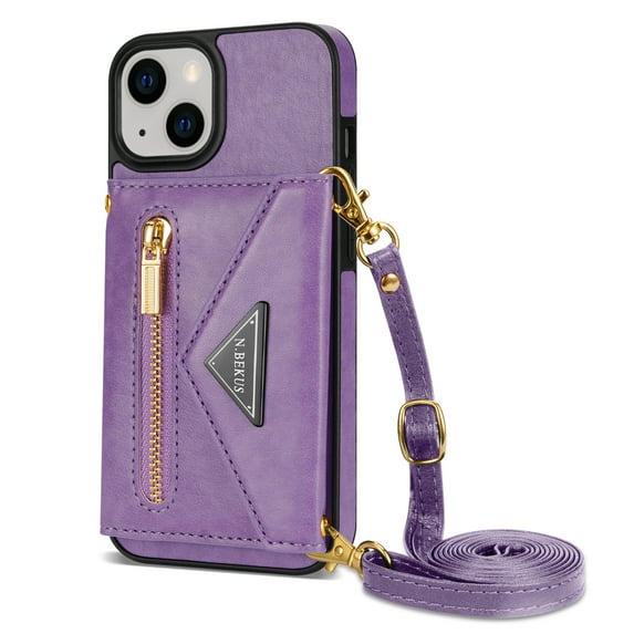 TECH CIRCLE iPhone 14 Plus Wallet Case, Soft PU Leather Kickstand Card Slots Holder Flip Folio Case Durable Shockproof Cover for Apple iPhone 14 Plus 2022 6.7 Inch,Purple