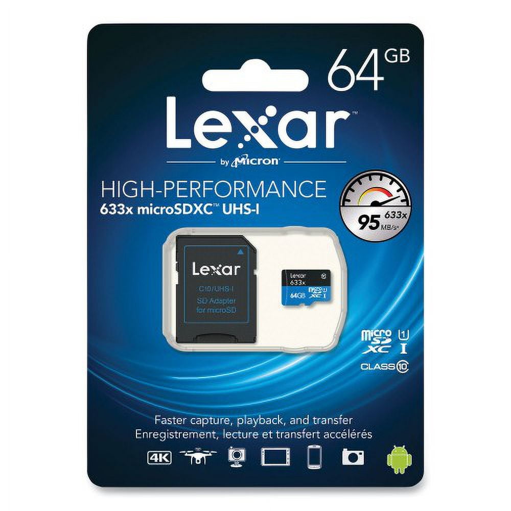 Lexar microSDXC Memory Card, UHS-I U1 Class 10, 64 GB, Each