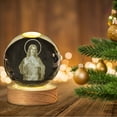 thumbnail image 6 of OAVQHLG3B 3D Engraved Crystal Jesus Holy Family Statue Figurine, 3D Crystal Ball Holy Family Statue Catholic with Wooden Base, Crystal Praying Hands with Jesus Christian Religious Easter Gifts, 6 of 6