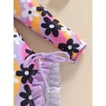 thumbnail image 6 of lnmuld Toddler Girls Floral Print Ruffle Swimsuit Beach Pool Color:Light Purple,Size:3-6 Months, 6 of 8