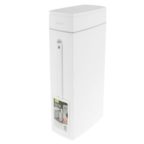 Trash Can Trash Can with Toilet Brush Holder Press-Type Plastic Garbage Can 4.5L Slim Rectangular Trash Bin for Toilet Kitchen