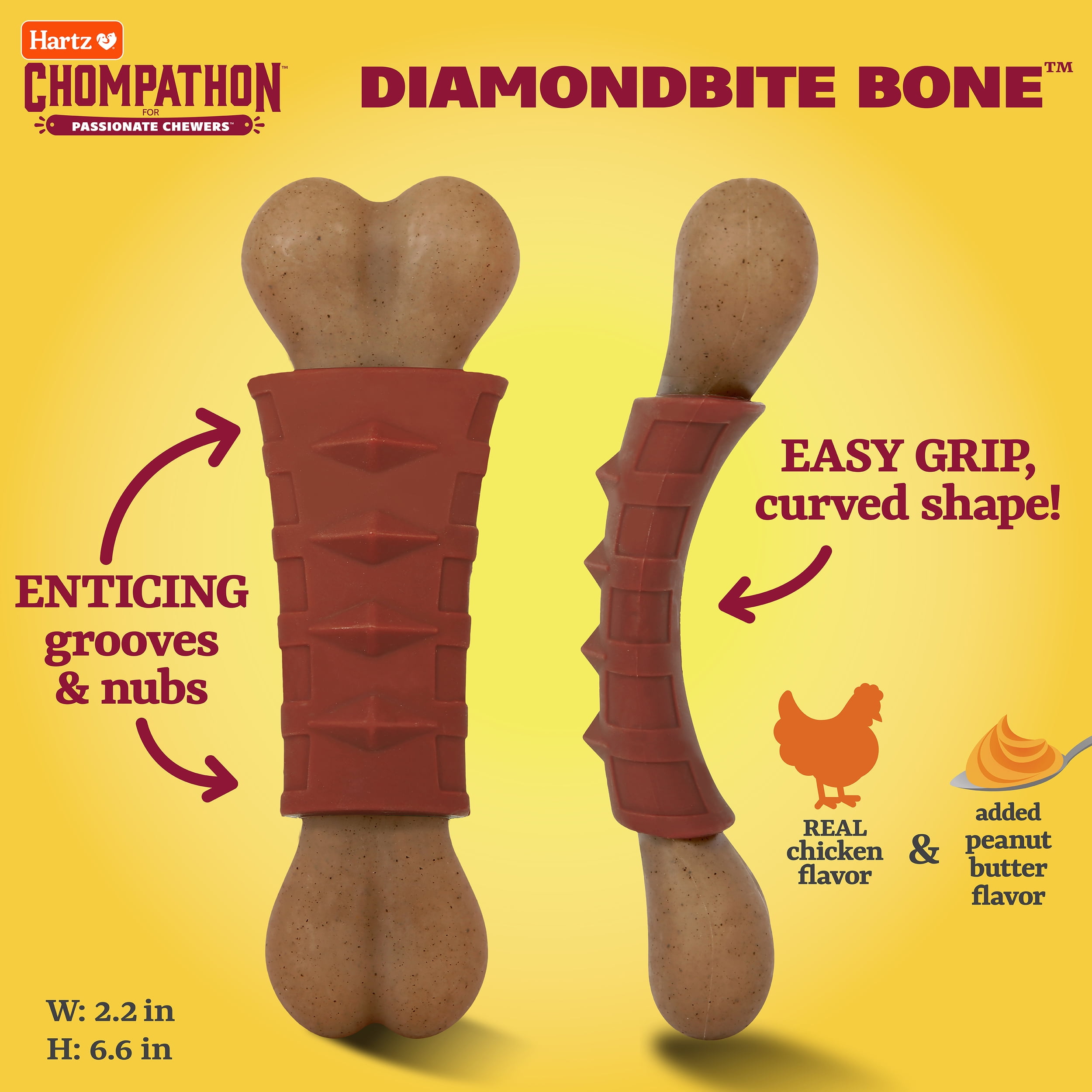 Hartz Chompathon Diamondbite Bone, Nylon, Tough Dog Chew Toy