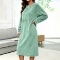 thumbnail image 7 of Frostluinai Women Fuzzy Fleece Nightgowns Plus Size Casual Long Sleeve Sherpa Knee Length House Dress Solid Winter Flannel Night Gown S-4XL, 7 of 7