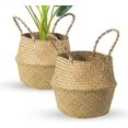 thumbnail image 1 of Cesta de almacenamiento de paja natural tejida con soporte de 2 plantas, decoración casera hecha a mano para plantas (m, 12,6x11,02 pulgadas) Feliz Sencillez, 1 of 5
