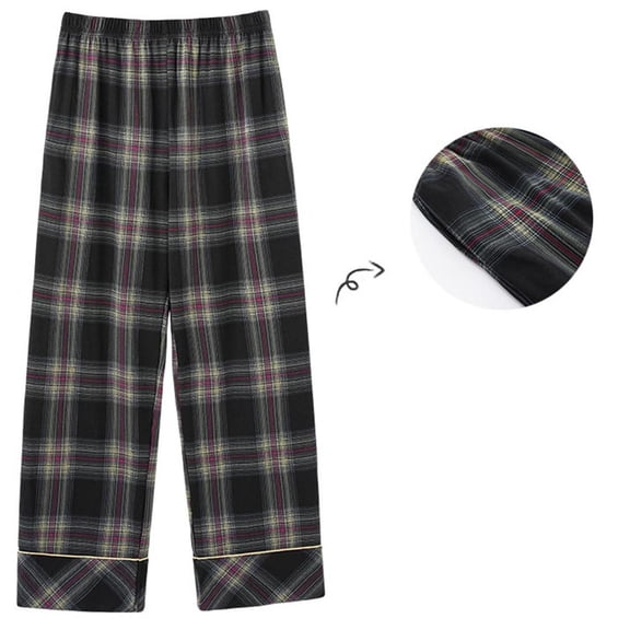 Mgmyaa Mens Plus Size Pajamas Pants Straight Leg Plaid Full Length Casual Pants