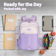 Lvelia School Bag Backpacks for Girls,Lightweight School Backpack for Kids Teens,Waterproof Student Shoulder Bookbag for Elementary Middle School,Purple