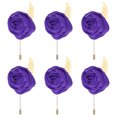 thumbnail image 1 of Uxcell 6 Pcs Boutoneras de Novio Rosa Pines para Hombres Ceremonia de Boda Aniversario Prom Fiesta Formal, Púrpura Profundo (4.7"x2"), 1 of 7