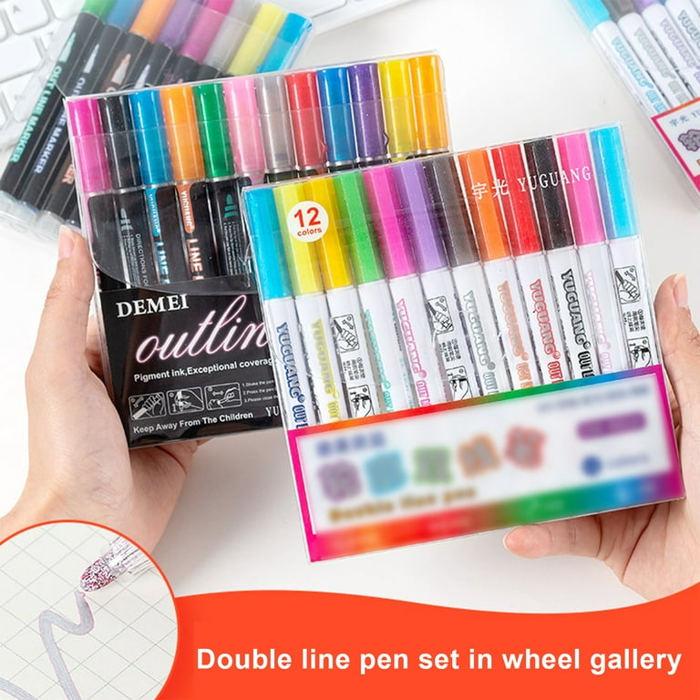 Outline Marker 8/12/24 Automatic Letters, For Art Paintings, Cards, Making Metal Diaries Color Markers Diy Outline