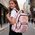 thumbnail image 3 of KUIFORTI Donut Capybara Kids School Backpack 17 Inch Casual Bookbag Girls Polyester Backpacks with Laptop Compartment for Elementary Primary Middle School, 3 of 7