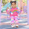 thumbnail image 2 of Toddler Girls 2-Piece Pink Outfit Sets, Mesh Ruffle Sweatshirt & Star Pants, Cute Dressy Kids Clothing, Size 8, 2 of 8