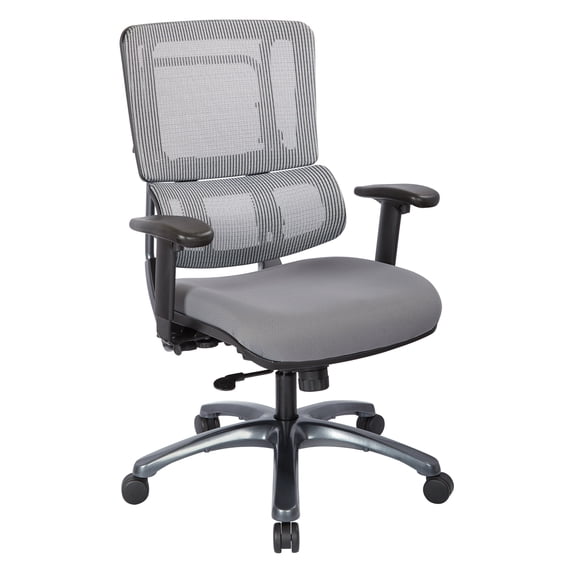 Office Star Products Vertical Grey Mesh Back Chair with Titanium Base and Steel Mesh Seat