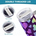 thumbnail image 5 of SKYSONIC Insulated Tumblers with Lids and Straws Handles 40oz Water Bottle Colorful Rainbow Hearts Travel Mug Reusable Stainless Steel Thermos Vacuum, 5 of 7