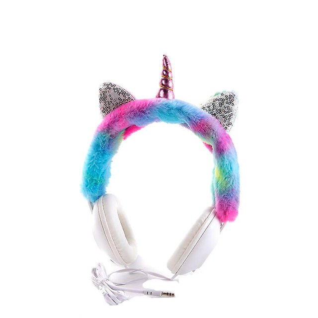 Unicornio Auriculares con cable Sobre la oreja Auriculares de felpa Diseño de orejas de gato Auriculares Regalos para niñas TUNC Sencillez