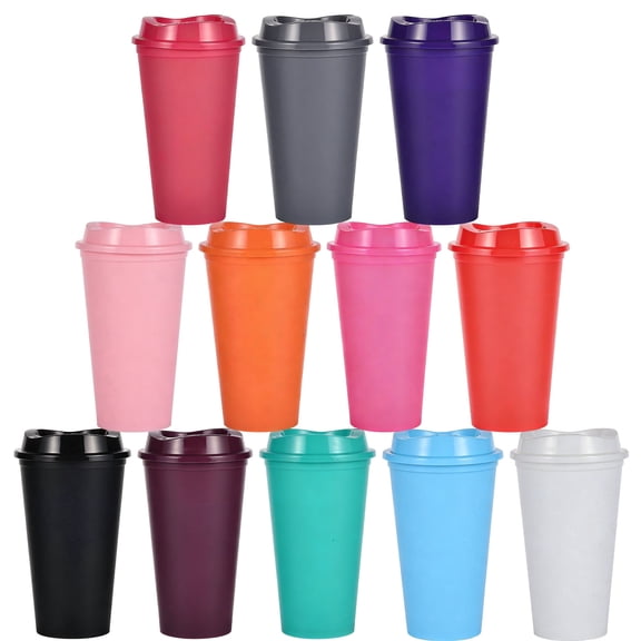 12-Pack 16oz Reusable Tumbler Set - BPA-Free PP Coffee Cups with Lids & Straws for Hot/Cold Drinks, Perfect for Party, Travel & Holiday Gifts