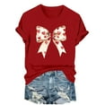 thumbnail image 2 of ICHUANYI Valentine's Prints Bow Shirt for Women Graphic Tees Short Sleeve Tee Top Round Neck Short Sleeved T-shirt Top, 2 of 6
