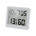 thumbnail image 1 of Termómetro/higrómetro digital con pantalla grande para interiores, monitor de temperatura y humedad, indicador de humedad y temperatura con reloj (blanco), 1 of 5