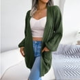 thumbnail image 2 of IROINNID Women's Cardigan Open Front Coat Solid Color Long Sleeve Casual Autumn Winter Pocket Cardigan Sweater Jacket Tops, Army Green, 2 of 6