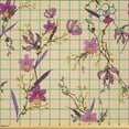 thumbnail image 2 of Ambesonne Floral Fabric by the Yard Microfiber, Delicate Exotic Flowers, 2 Yards, Dark Magenta Pale Peach, 2 of 4
