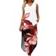 thumbnail image 1 of Vestido largo de chaleco con bolsillo para mujer con cuello en V estampado sin mangas a la moda para mujer sexy Pompotops  ghjkhdj7491, 1 of 7