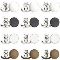12 Pcs 17mm No Sew Instant Buttons Jeans Buttons Replacement Detachable Pants Button Pins Removable Metal Button to Extend or Reduce Pants Waist Size