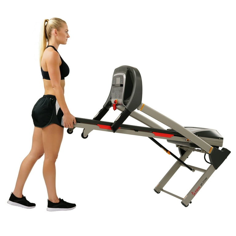 Sunny Health Fitness Folding Treadmill Machine for Home Exercise Power Incline Smart APP Shock Absorber Portable SF T7705