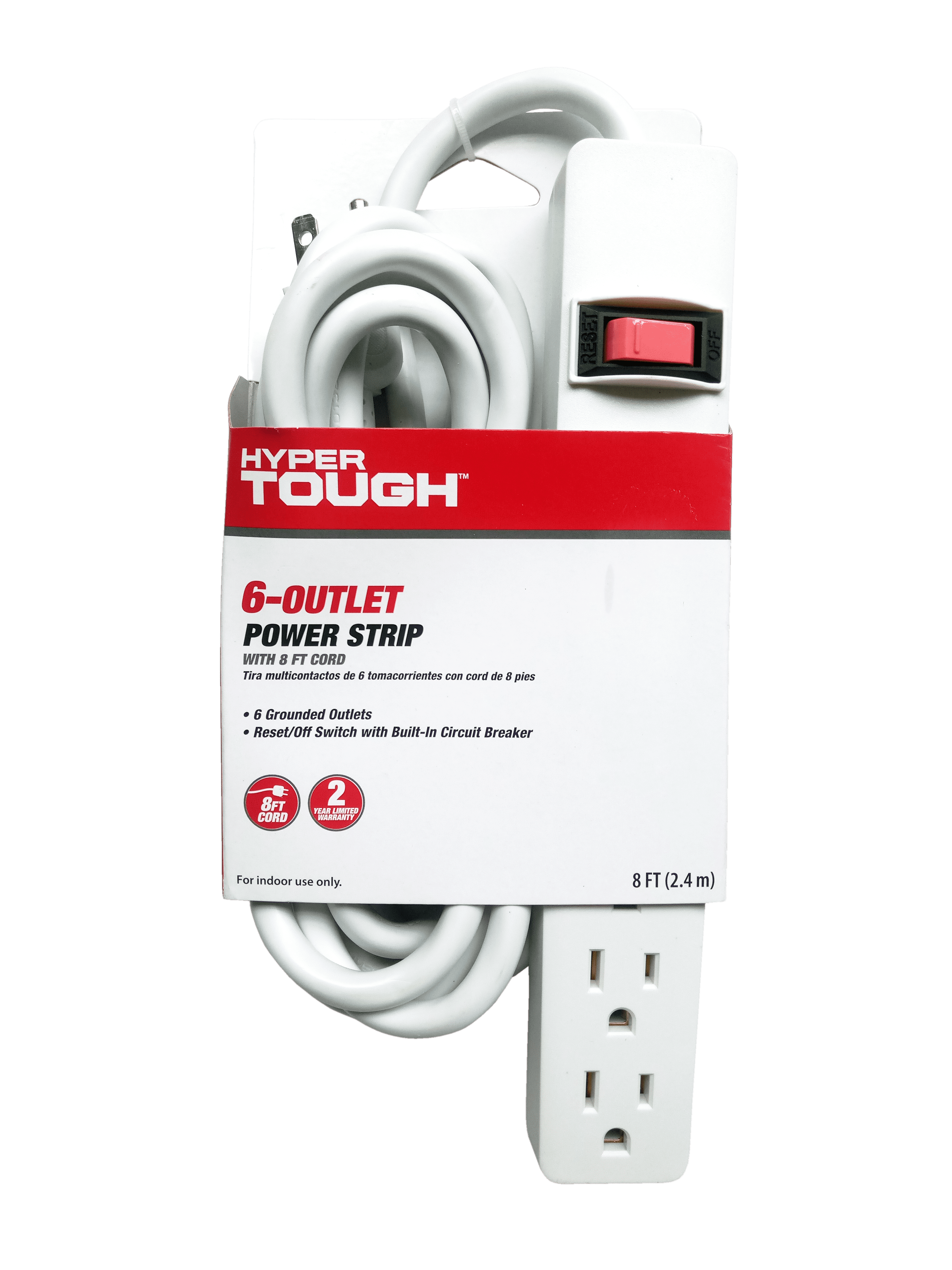 Hyper Tough 6 Outlets Power Strip with 8 ft 14AWG Heavy Duty Cable