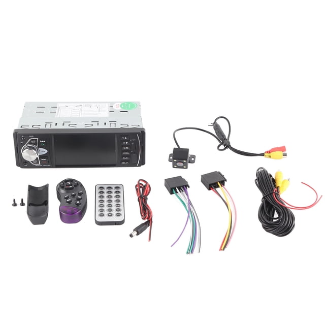Reproductor MP5 para coche con Bluetooth, manos libres, HD, 4,1 pulgadas, reproducción de vídeo, radio FM, tarjeta de memoria auxiliar, control remoto USB (con cámara)