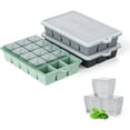 thumbnail image 1 of Silicone Ice Cube Tray 3 Pack - EASY RELEASE Ice Cube Tray with lid, BPA Free Ice Cubes Trays for Freezer,Ice Cube Mould for Cocktail,Whiskey (Black+Grey+Mint), 1 of 7