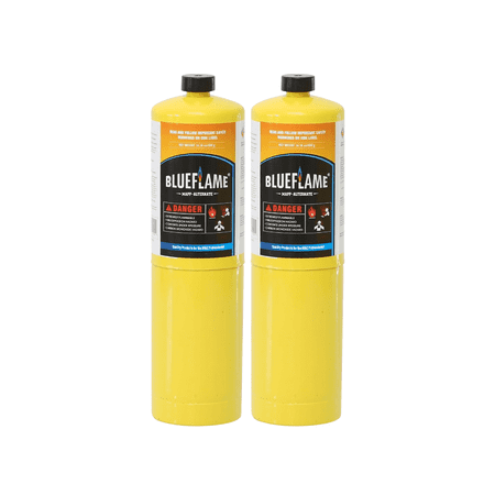 BlueFlame MAPP ALTERNATE Cylinder Pack of 2 – 99.9% High-Purity Propylene for Superior Heat – Hotter than Standard Propane Tanks – Ideal for Welding, Brazing, Soldering, and Modern Cuisines 14.1 oz