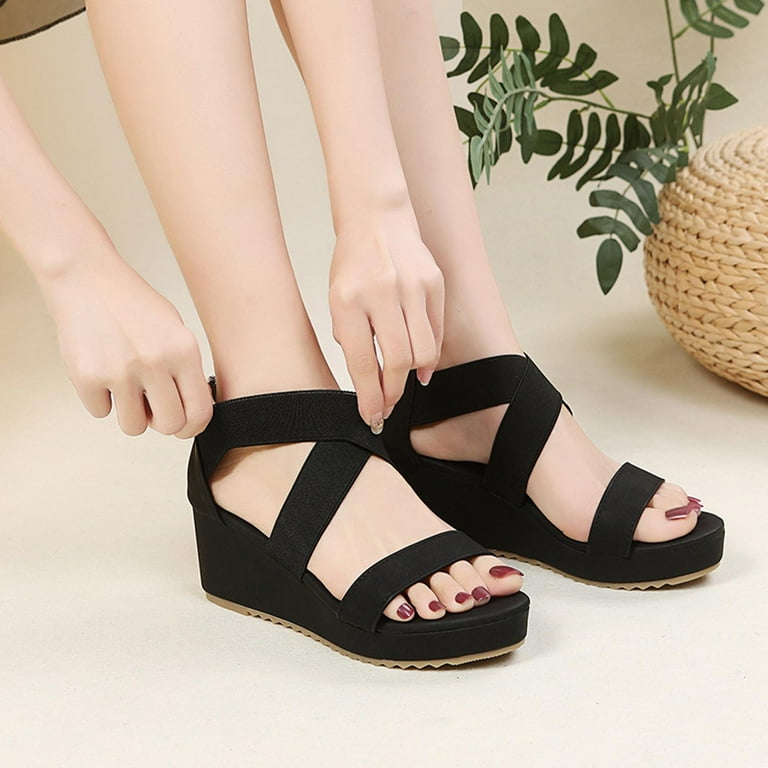 Honeeladyy Summer Ladies Shoes Casual Women's Sandals Flat Buckle Wedge  Heels Sandals Girls Sandals Girls Sandals