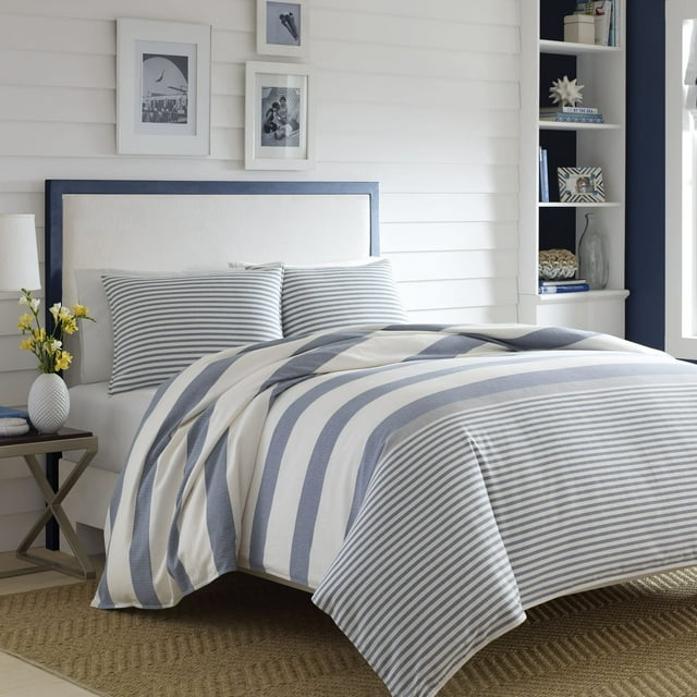 Juego de edredón Nautica Fairwater Blue, 100% algodón, talla doble