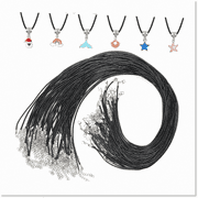 Premium Black Necklace Cord - Paxcoo 20Pcs Waxed Cotton Rope with Clasp for Jewelry Making - Bulk Pack