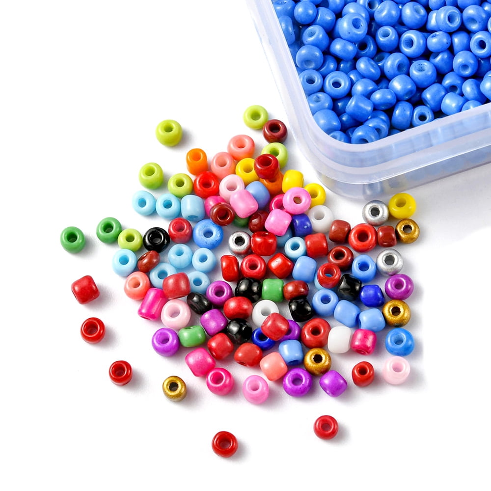 DIY Bracelet Making Kit Including Glass Seed Round Beads Beading Needle Elastic Thread Tweezers Mixed Color Beads: 3mm Hole: 1mm 288G/set