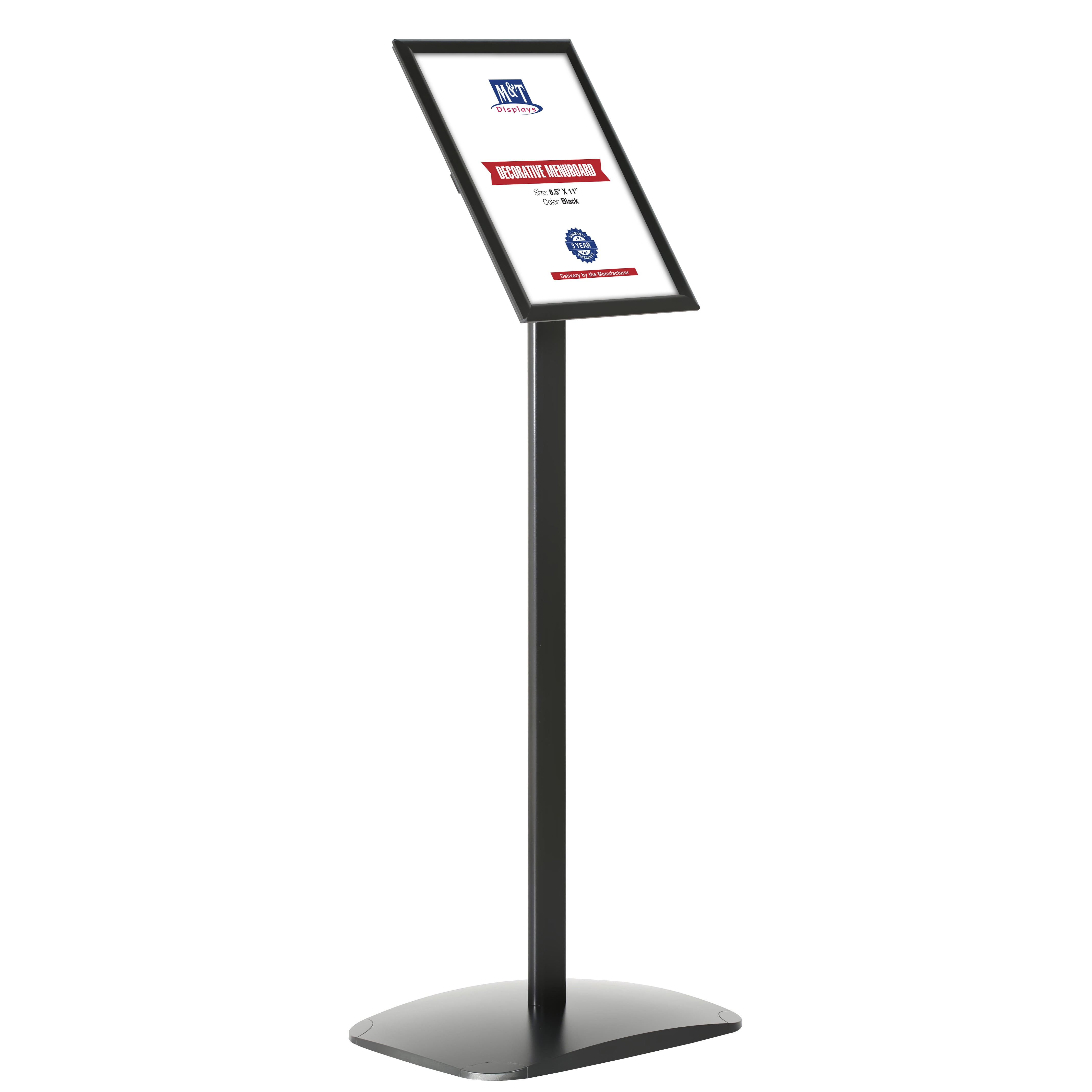 M&T Displays Advertising Restaurant Aluminum Sign Post, Black A4 8.5x11 ...