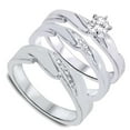 thumbnail image 2 of Pompeii 1/3ct Diamond Engagement Wedding Ring Trio Set 10K White Gold (I/J,I2-I3), 2 of 5