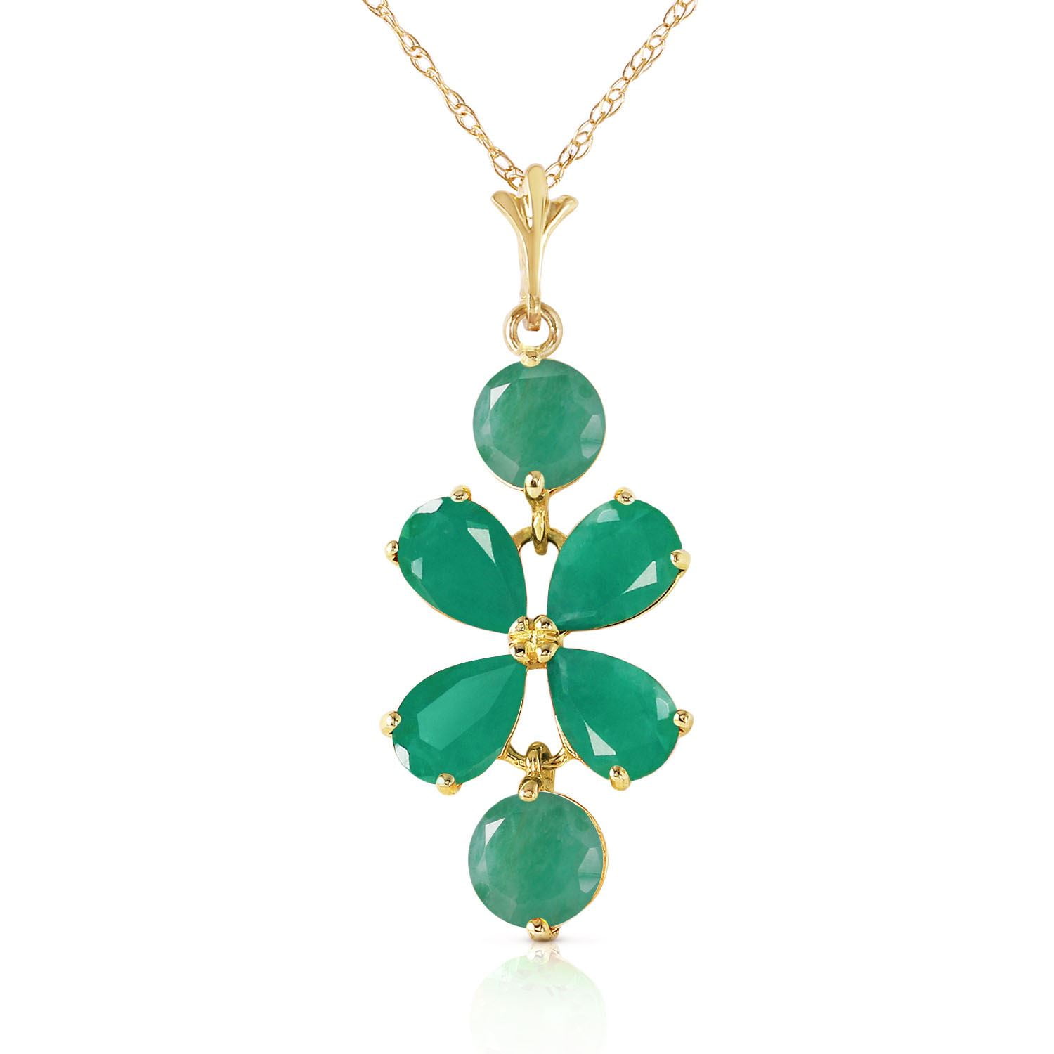 ALARRI 14K Solid Rose Gold Necklace w/ Rose Topaz & Emerald with 18 Inch Chain Length ALARRI 14K Solid Rose Gold Necklace w/ Rose Topaz & Emerald with 18 Inch Chain Length